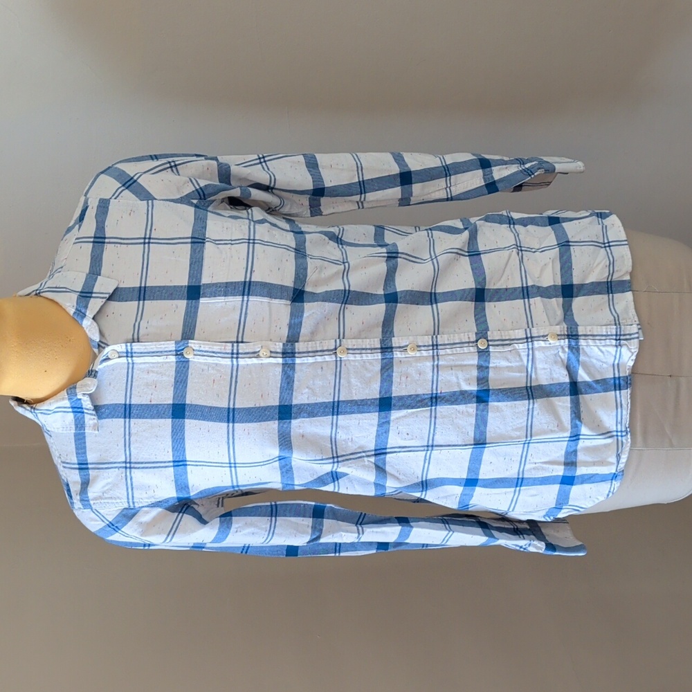 Women's Blue and White Plaid Shirt